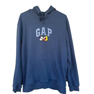 GAP x Disney Mickey Mouse Hoodie Sweatshirt Mens Large Blue Graphic Fleece‎
